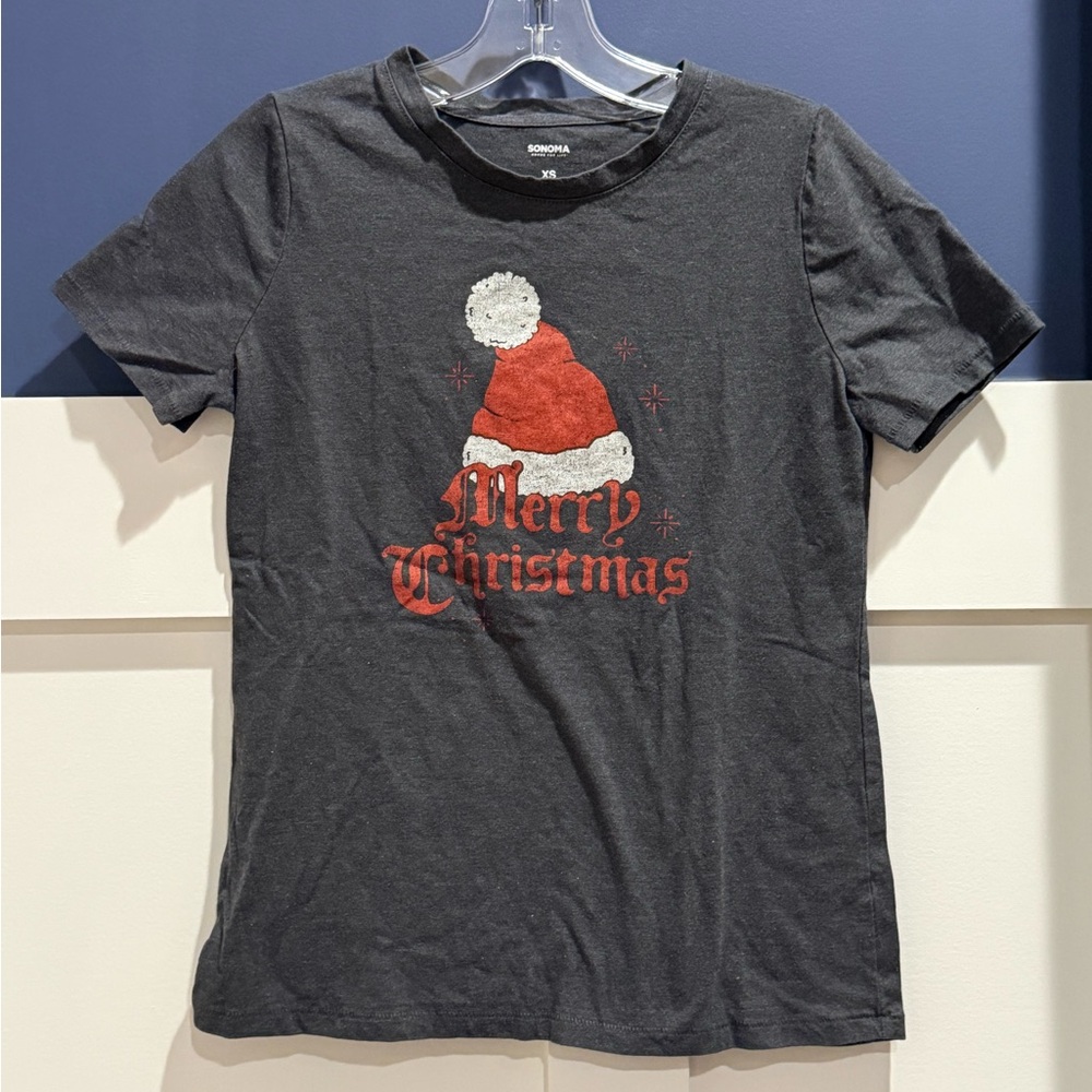 Sonoma Christmas Tee - Charcoal and Scarlet Size XS